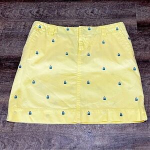 Vintage Lily Pulitzer skirt, bright sunny yellow with tote bag embroidery ￼